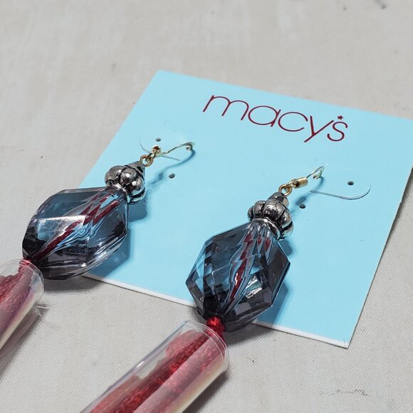 Macy’s Red fabric Tassel Fish hook Earrings - Picture 4 of 6